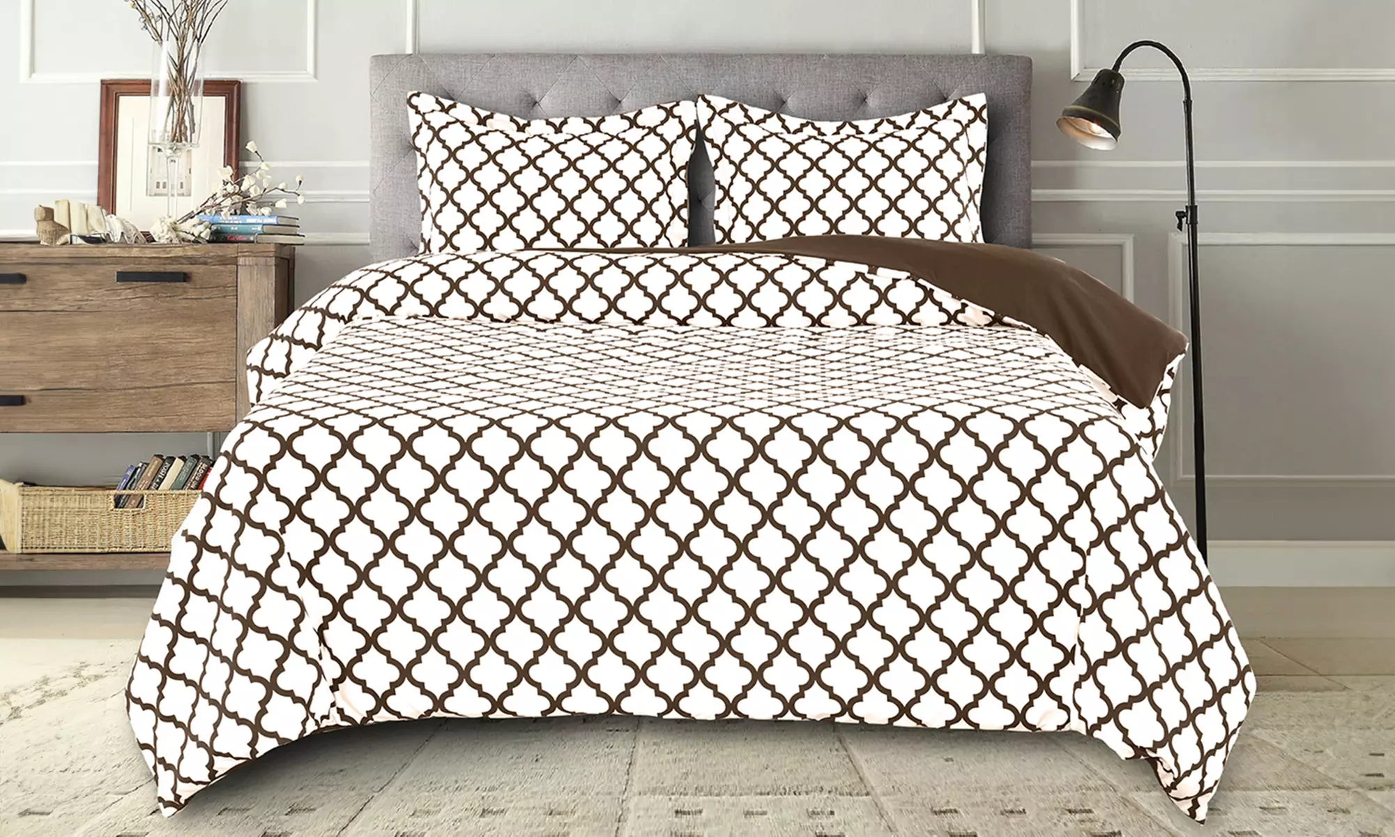 Lux Decor Microfiber Duvet Cover & Pillowcases 3Piece Zippered Comforter Cover