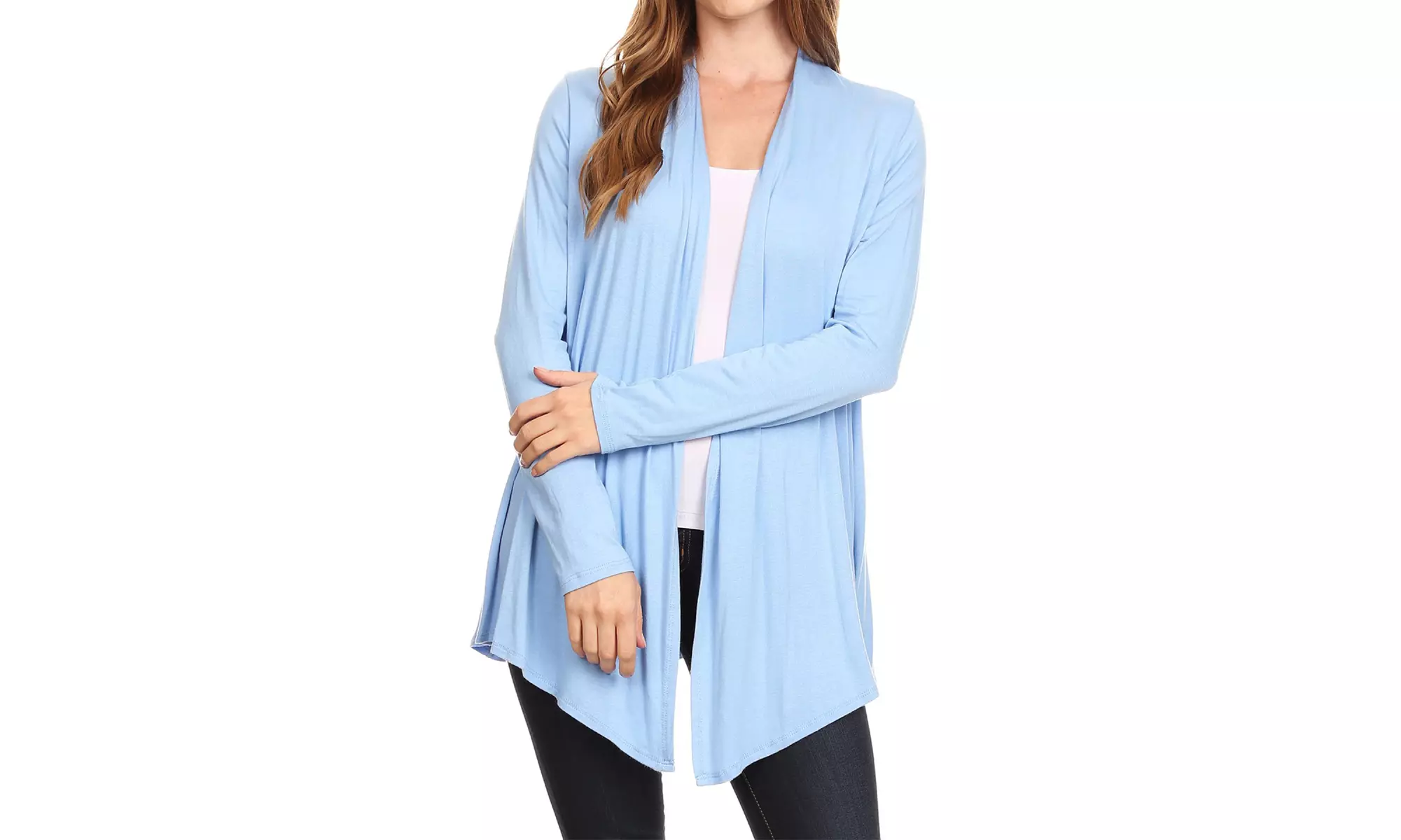 Solid Lightweight Soft Long Sleeves Open Front Cardigan
