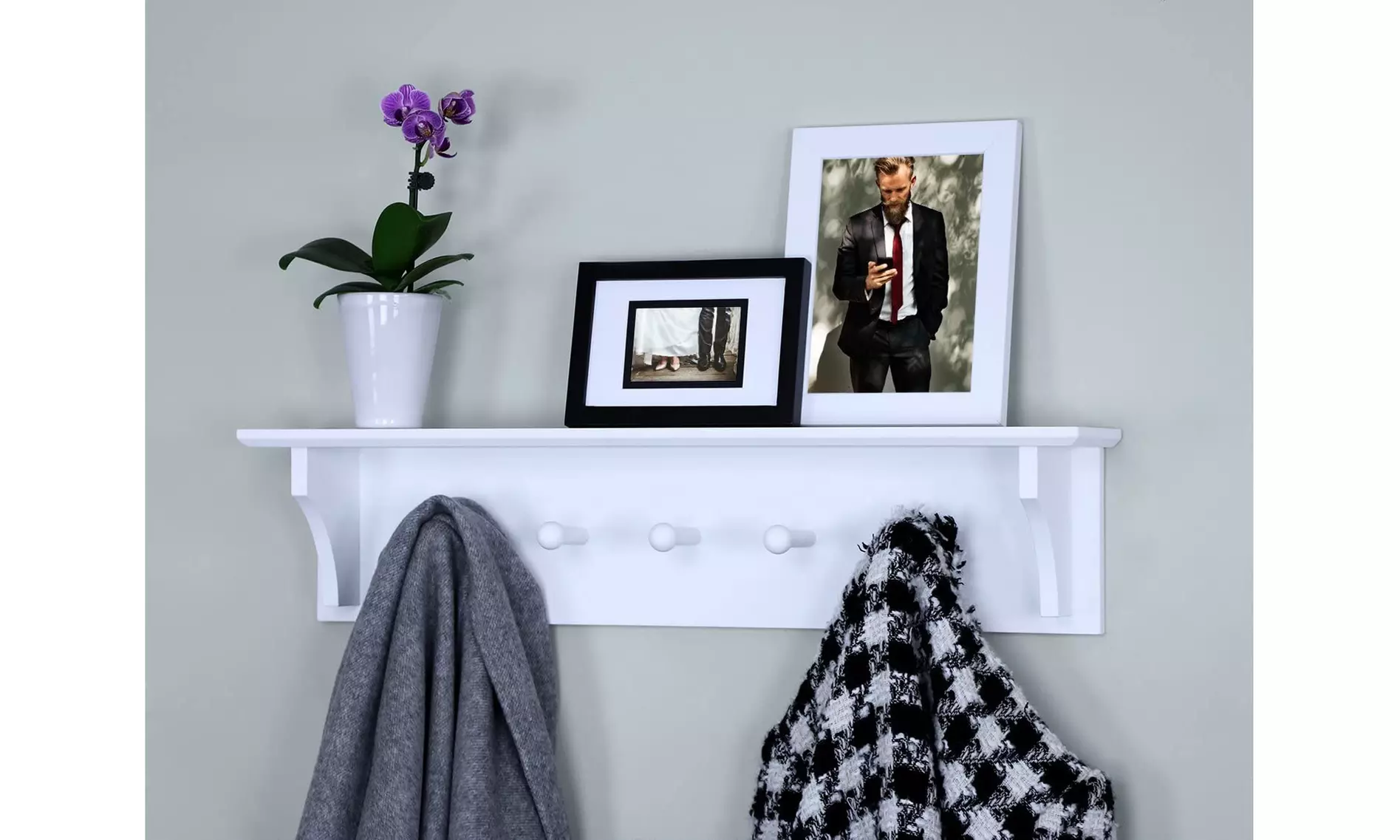 Floating Coat and Hat Wall Shelf Rack - Primary Image