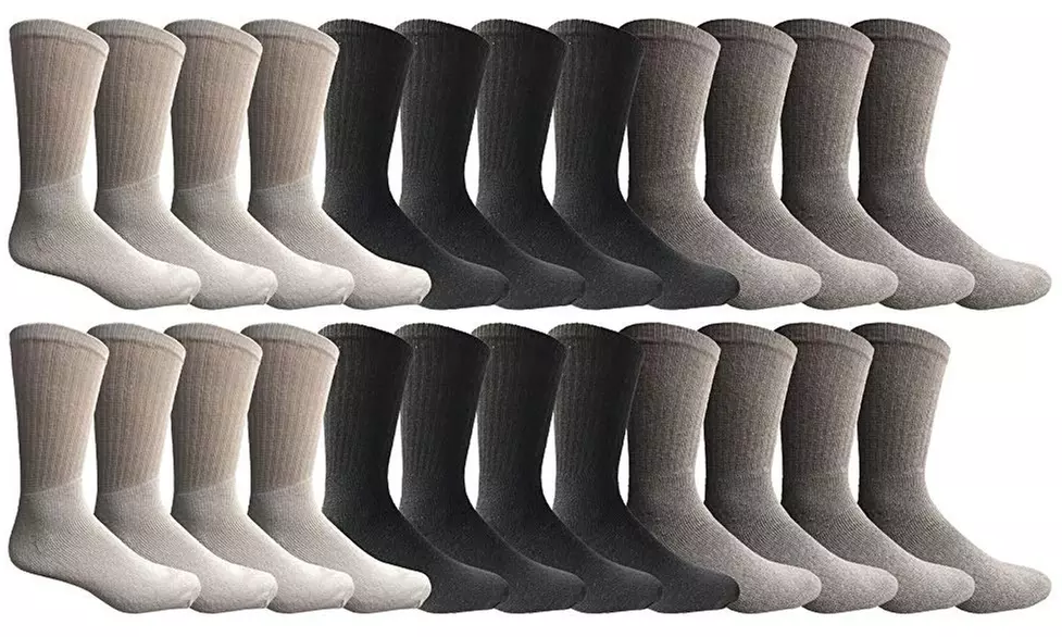 24 Pack Mens and Womens Sports Crew Socks, Wholesale Bulk Pack Athletic Sock - Primary Image