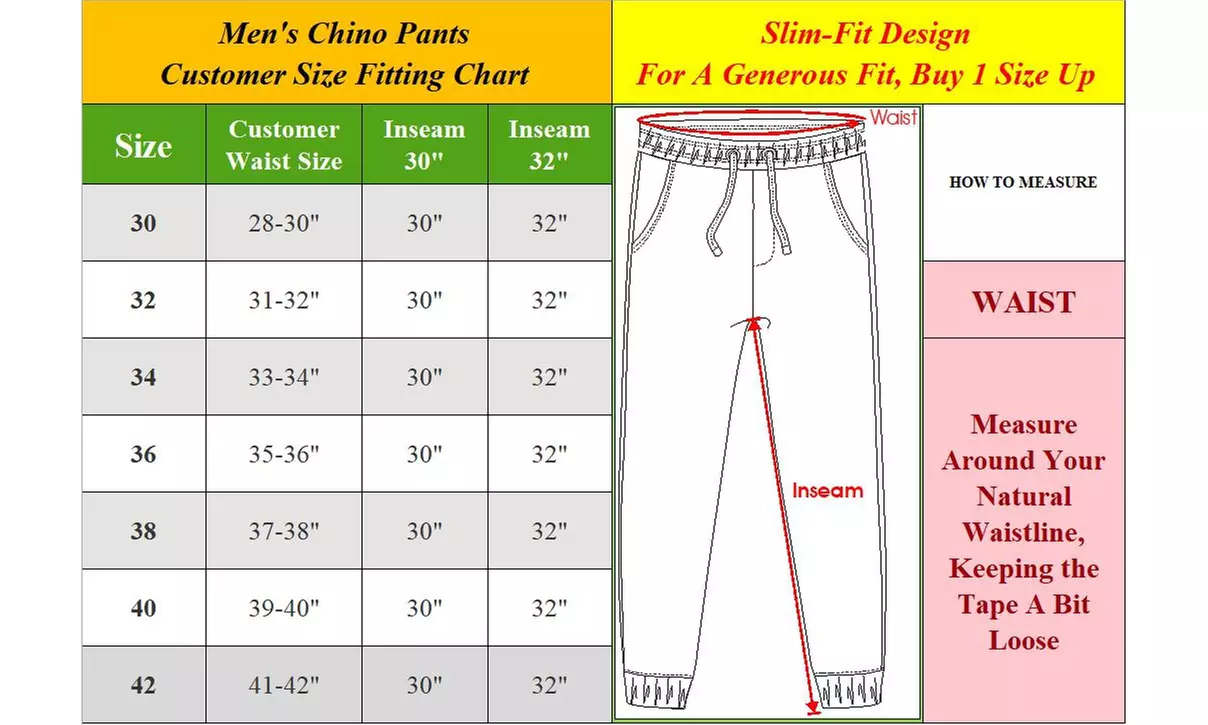2-Pack Galaxy By Harvic Men's Slim-Fit Cotton Chino Pants (30-42)