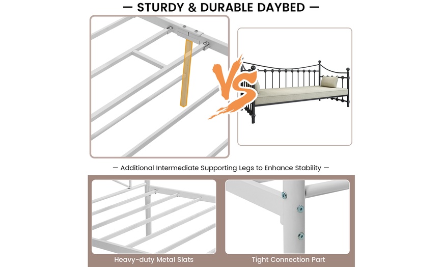 Costway Twin Metal Daybed Frame With Slats Classic Mattress Foundation ...