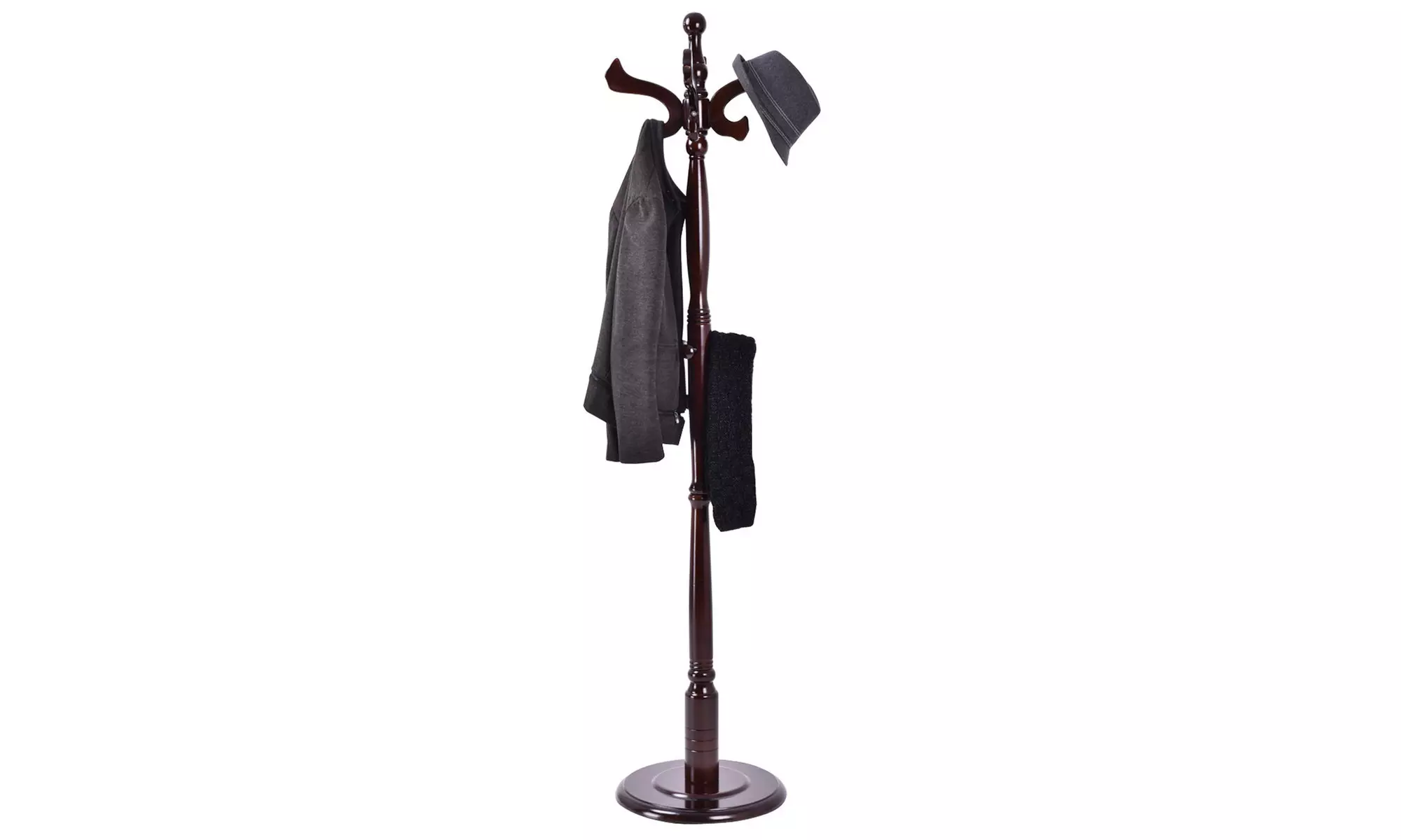 Costway 71'' Free Standing Solid Wood Coat Hat Scarf Rack Hanger Tree  - Primary Image