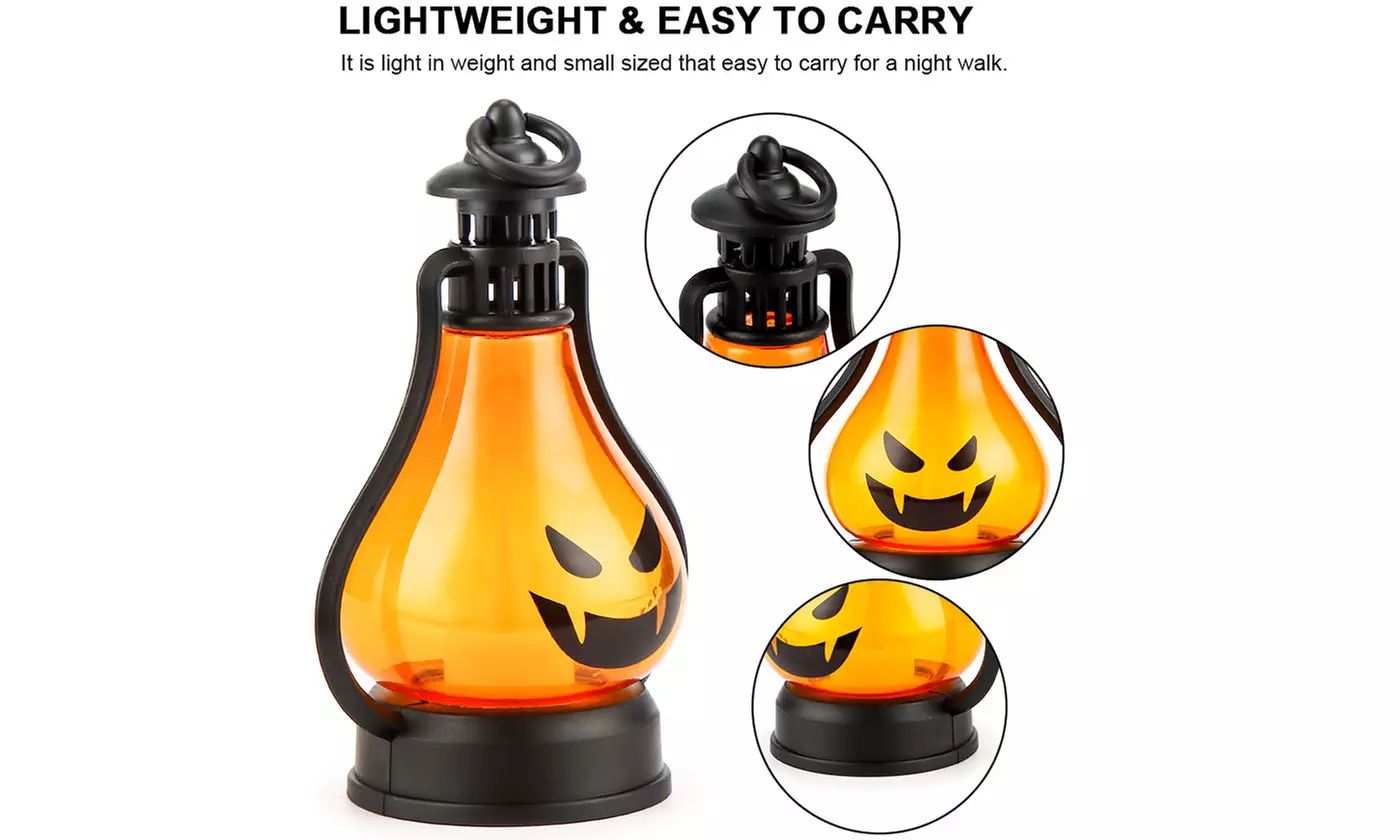 Halloween Lamp Flame LED Lantern Hanging Decor Pumpkin Witch Light Party 