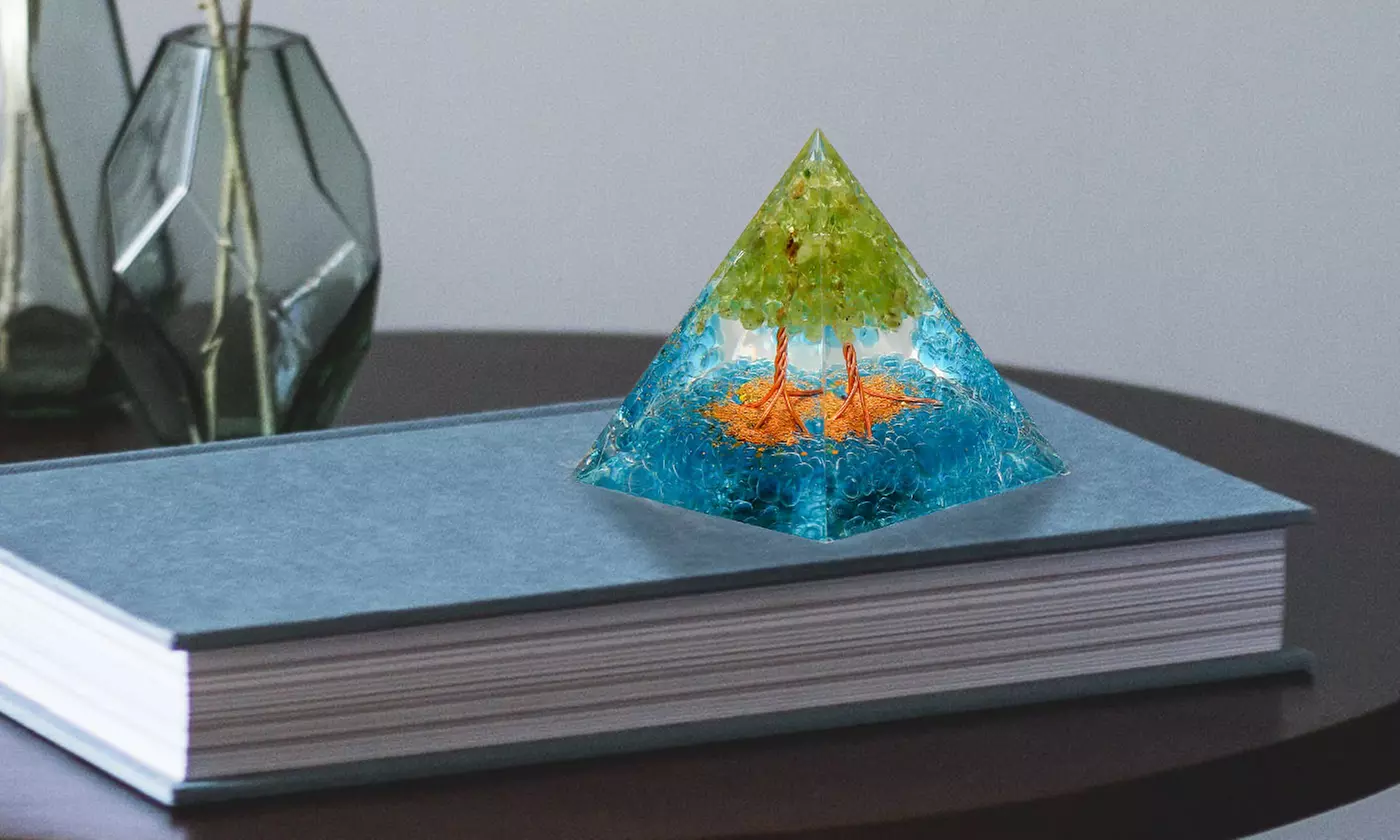 Orgone Pyramid Taichi Amethyst&Obsidian Healing Crystal Pyramid Energy Generator