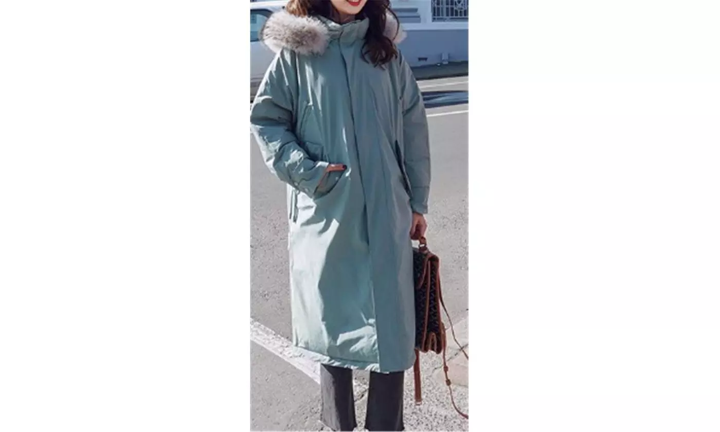 Fur Hat Ladies' Long Outerwear Cotton Coats - Second Medium