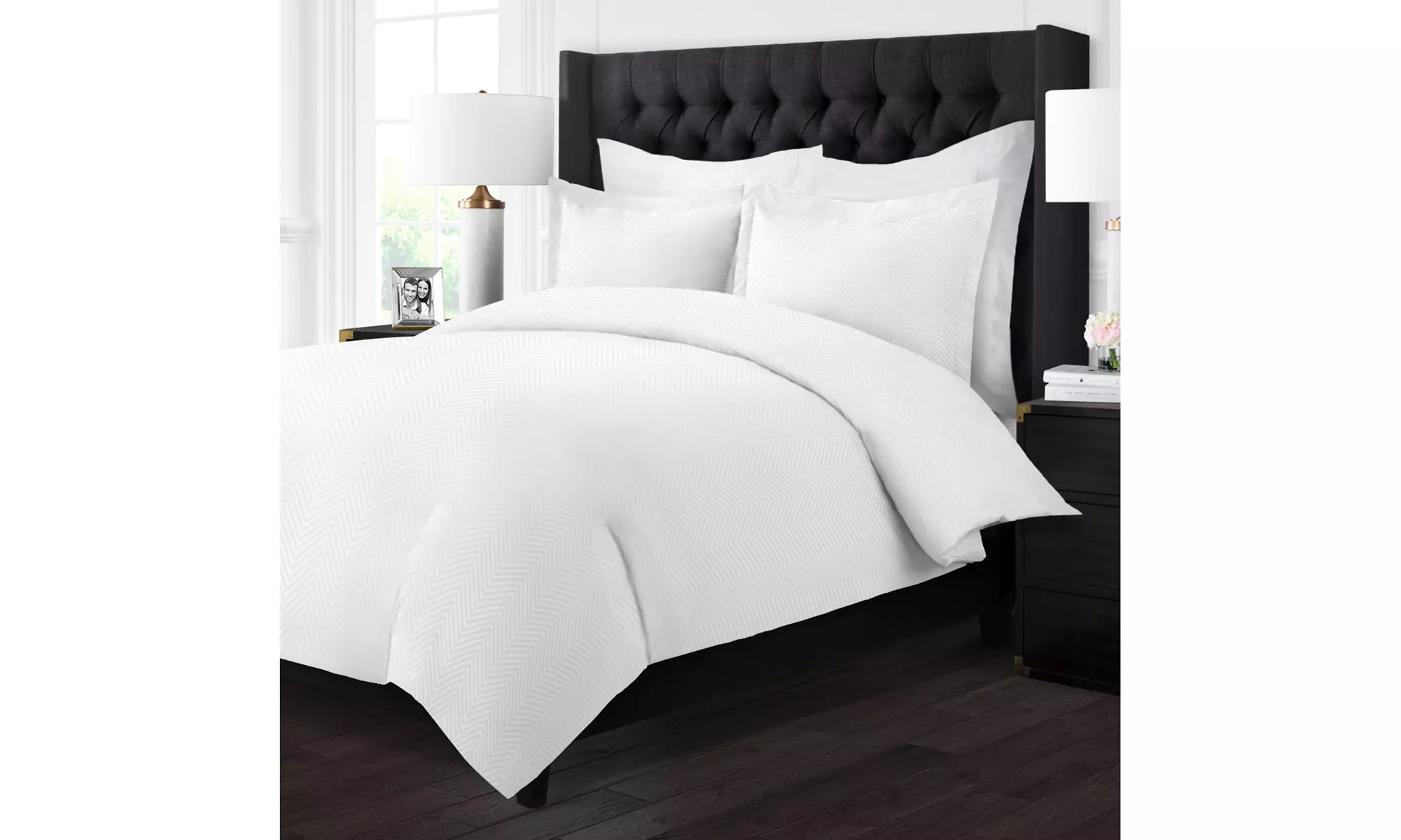 Hotel Collection 3 Piece Duvet Cover Set with Embossed Chevron Pattern - Second Medium