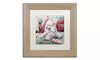Jenny Newland 'White Poodle' Matted Birch Framed Art