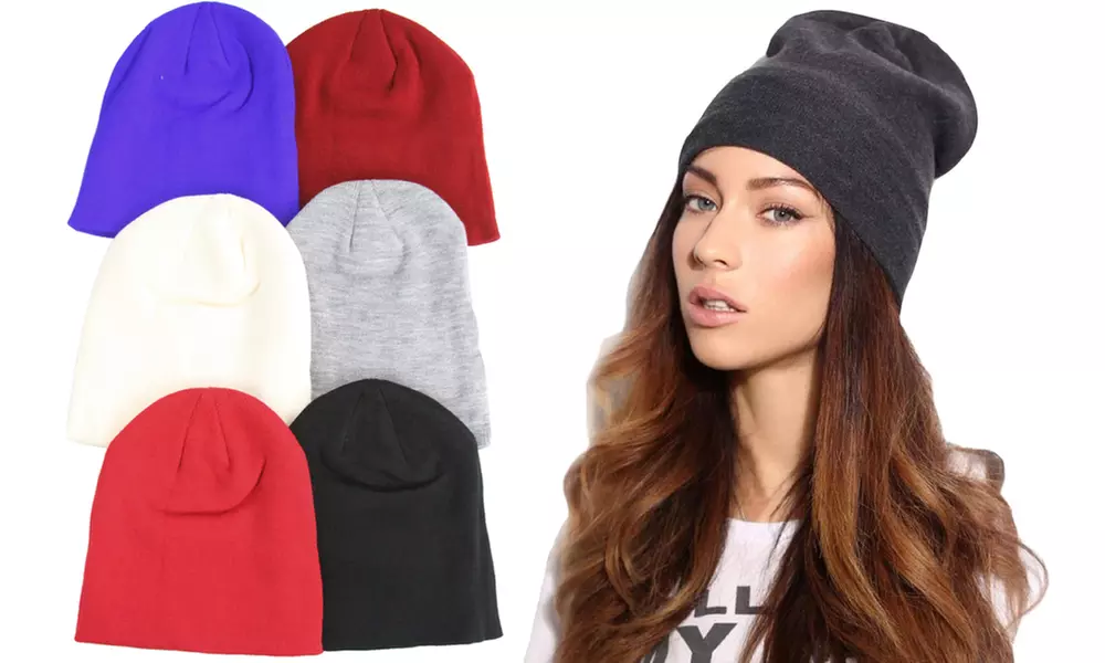 Women's Slouchy Jersey Beanie Set in Assorted Colors (6-Pack) - Primary Image