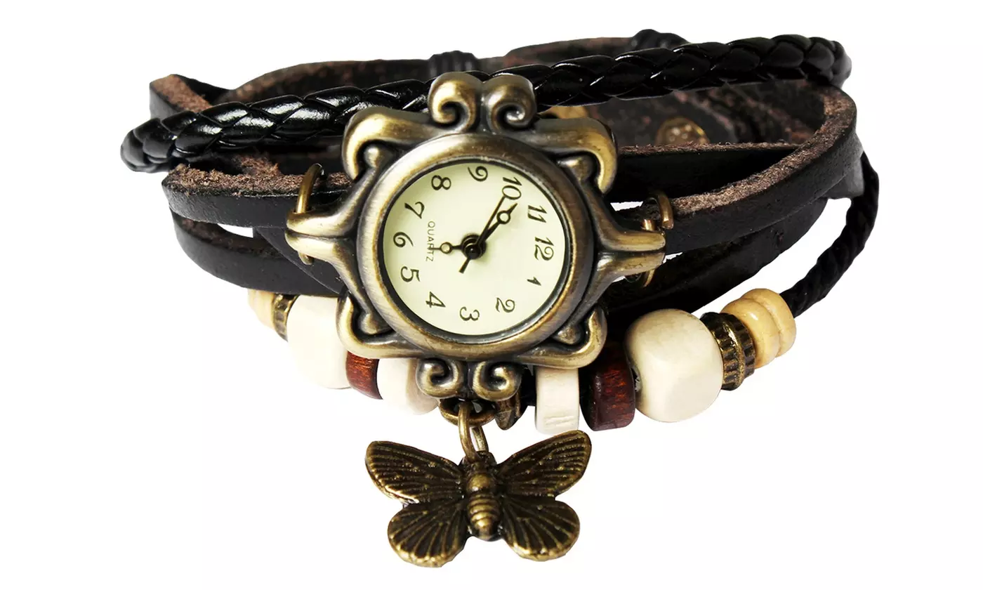 Women's Vintage Bohemian Vegan Leather Watch  (Charm And Color Choices)