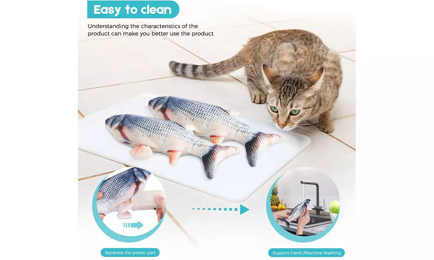 Electric Moving Fish Cat Toy Realistic Flopping Wagging Fish Cat Toy