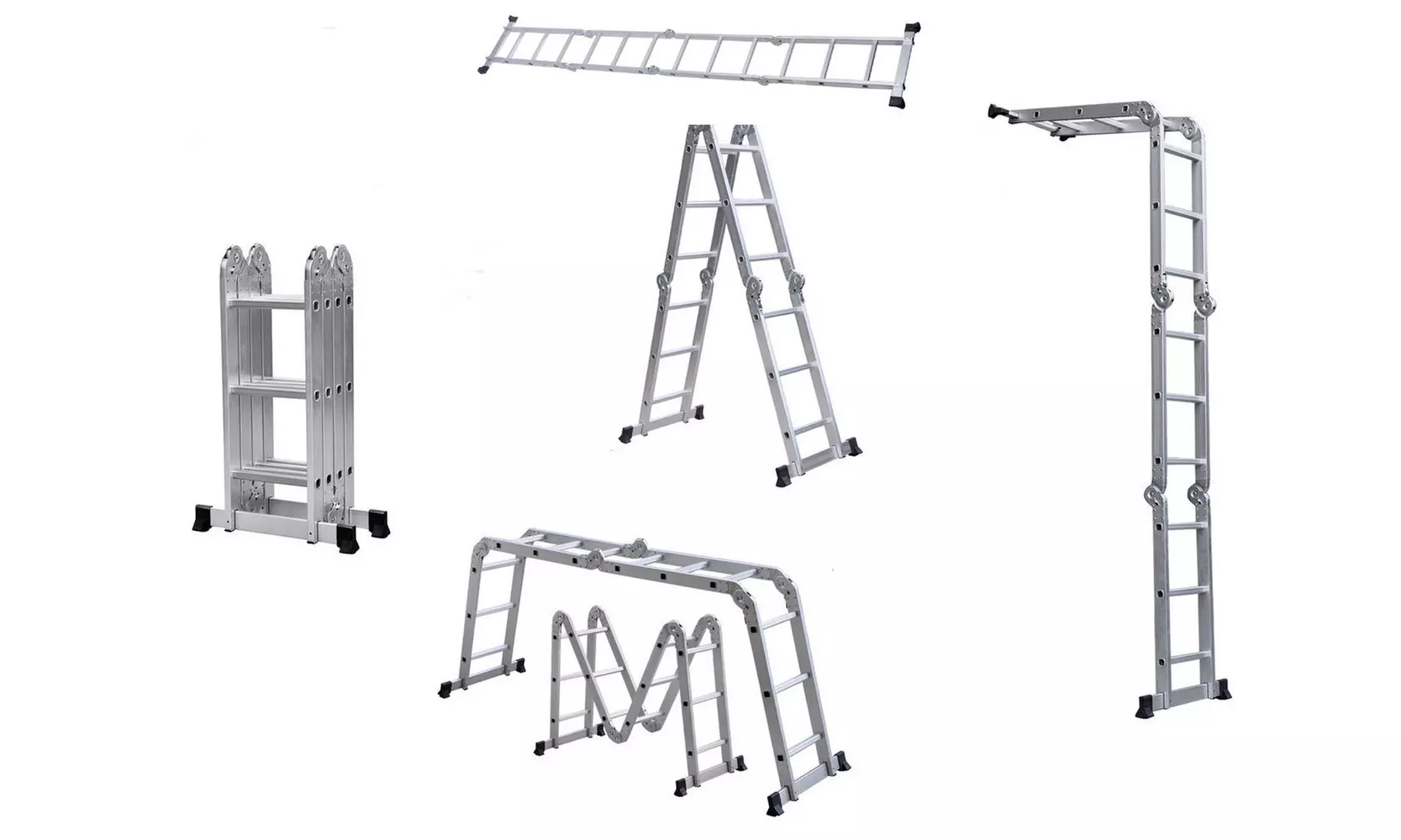 Practical 12-Step Joints Aluminum Folding Ladder Silver - Primary Image