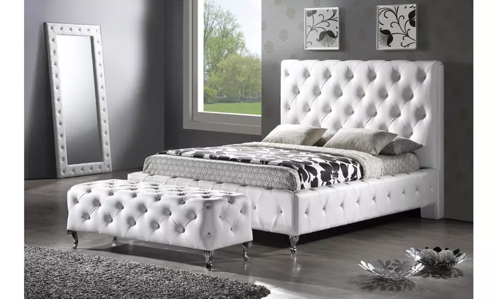 Stella Crystal Tufted Bed with Upholstered Headboard - Queen/King Size - Primary Image
