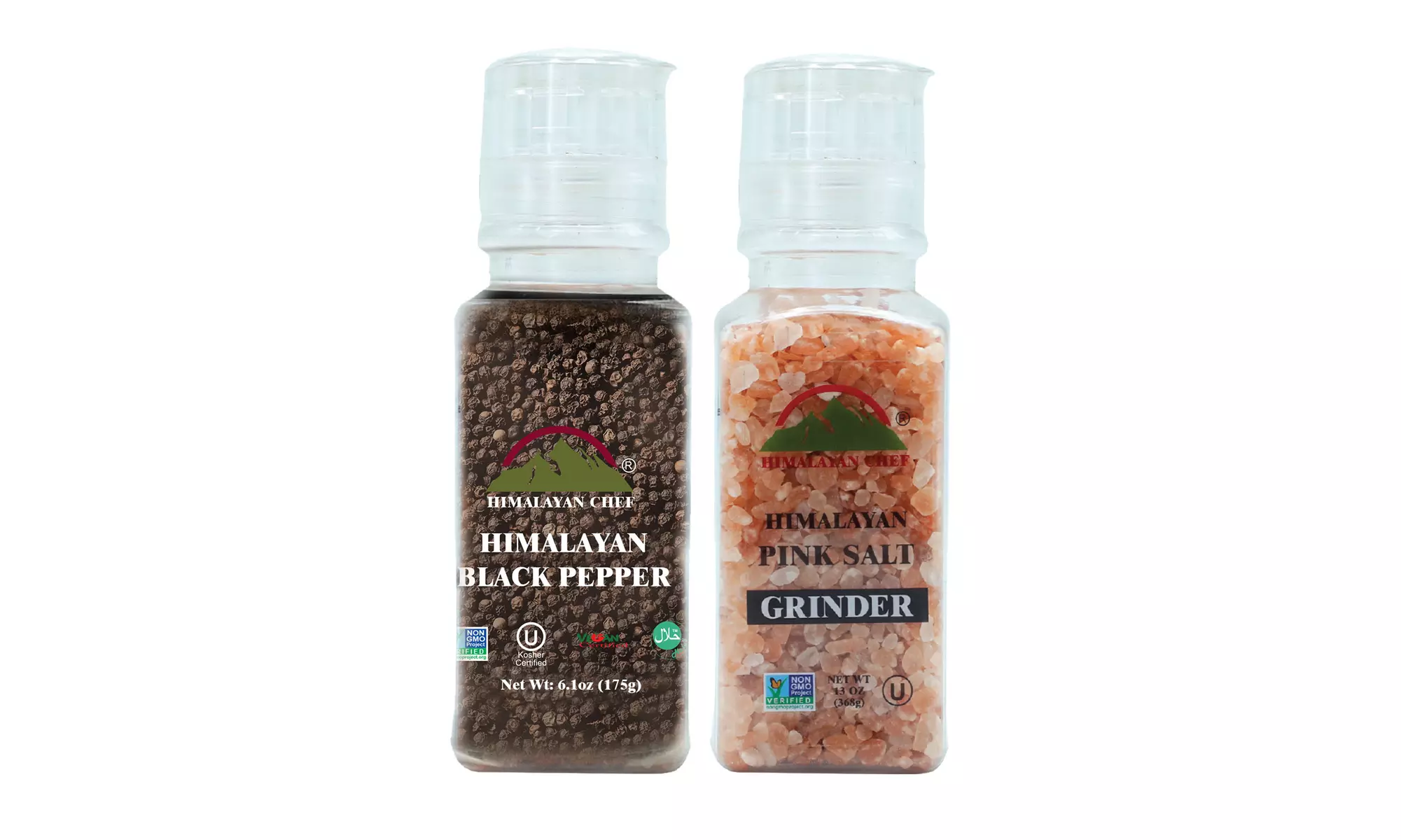 Himalayan Pink Salt and Pepper, Square Plastic Grinder, Gift Set  - Primary Image