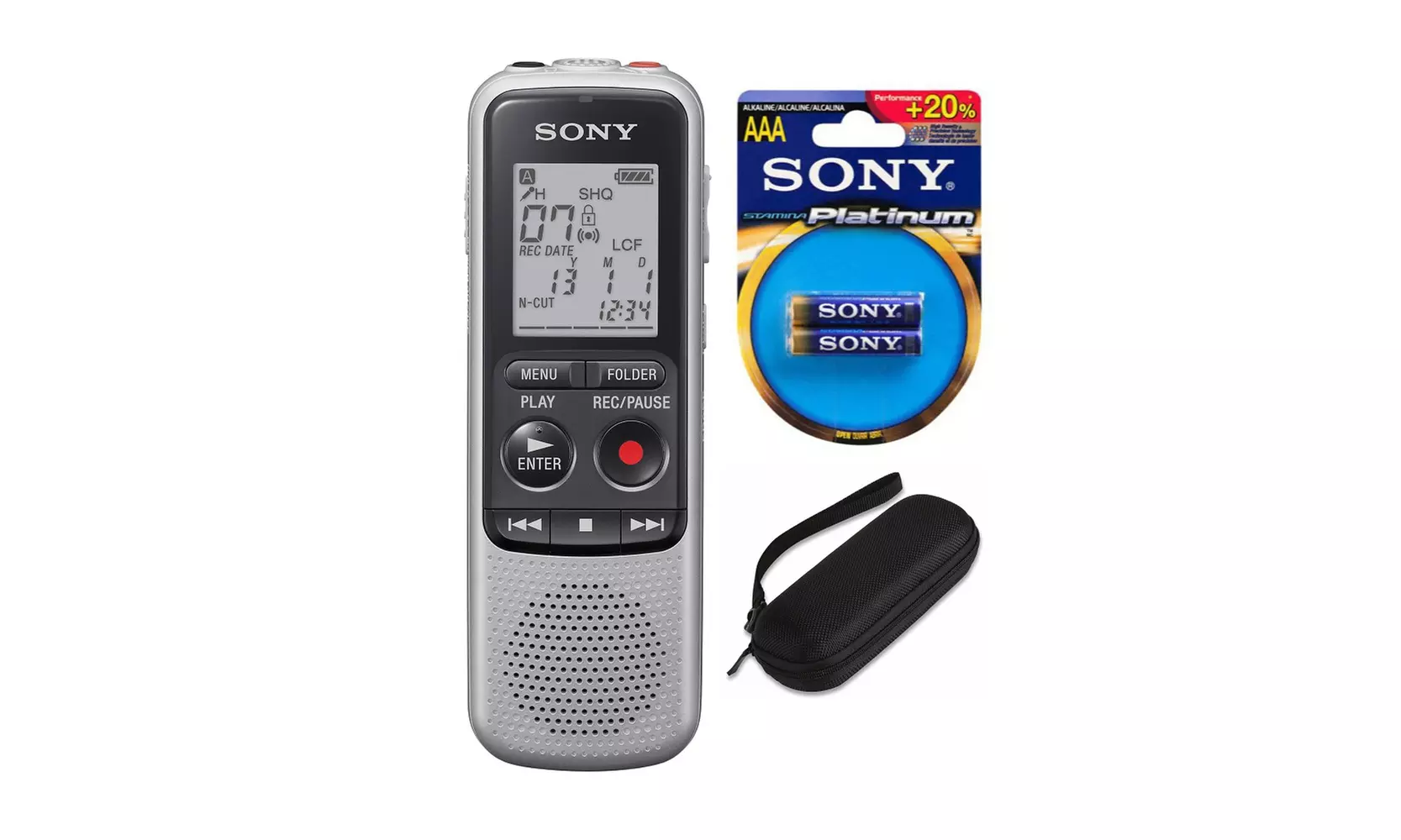 Sony ICD-BX140 4GB Digital Voice Recorder with Case and Batteries Bundle - Second Medium