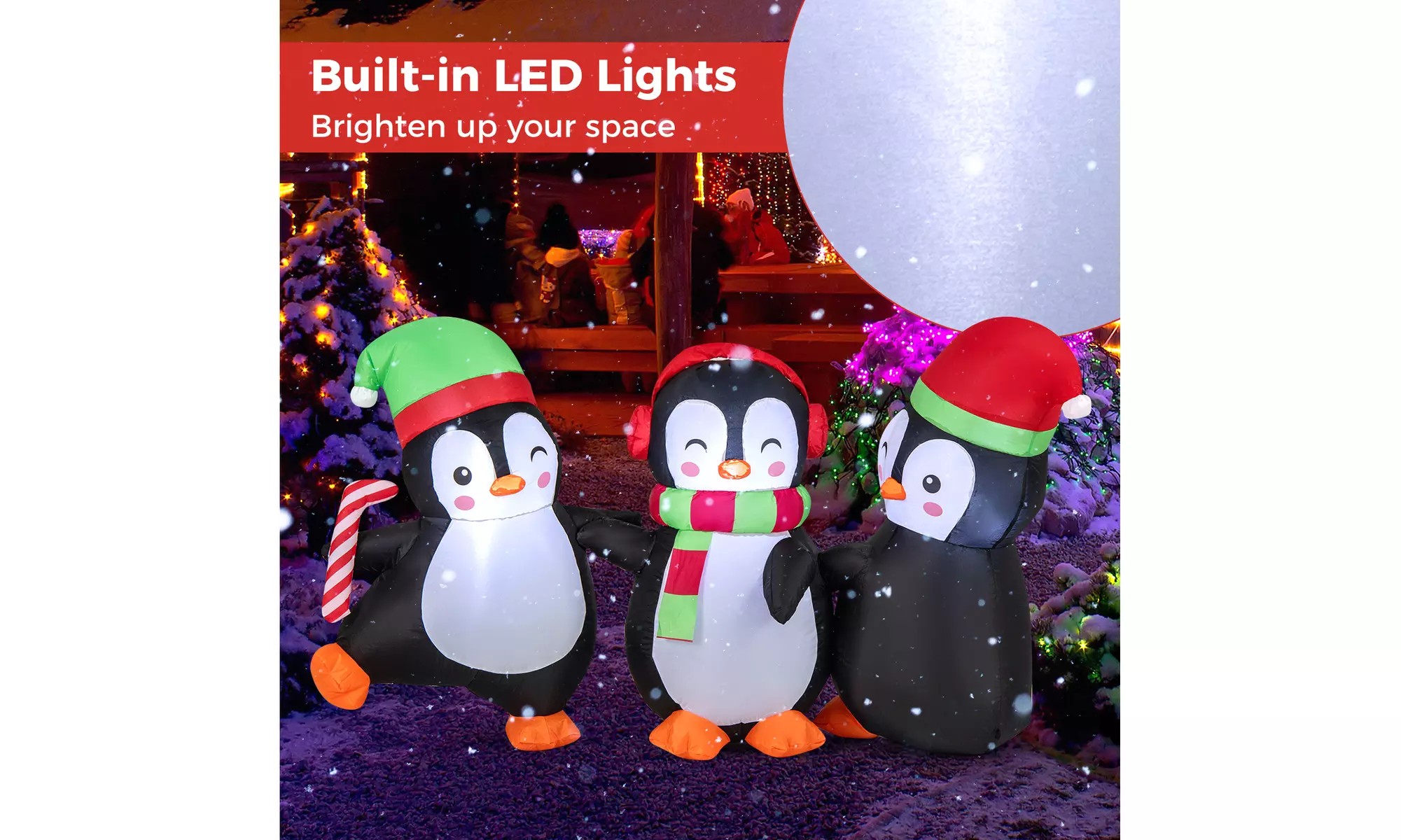 Costway Inflatable Christmas Santa Claus Helicopter Snowman Penguin Lights
