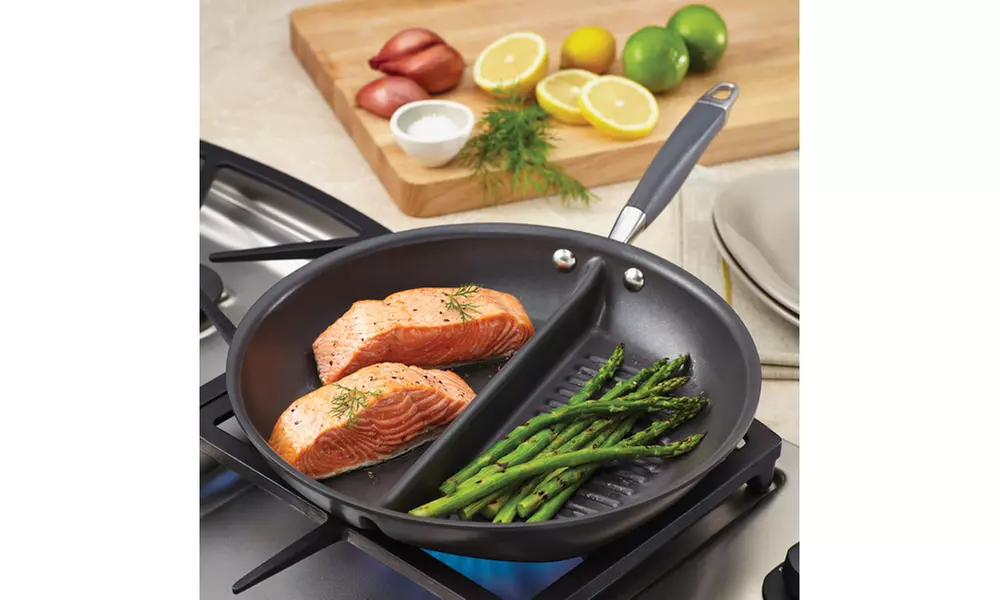 Anolon Advanced Hard-Anodized Nonstick 12.5in Grill & Griddle Skillet Gray - Second Medium