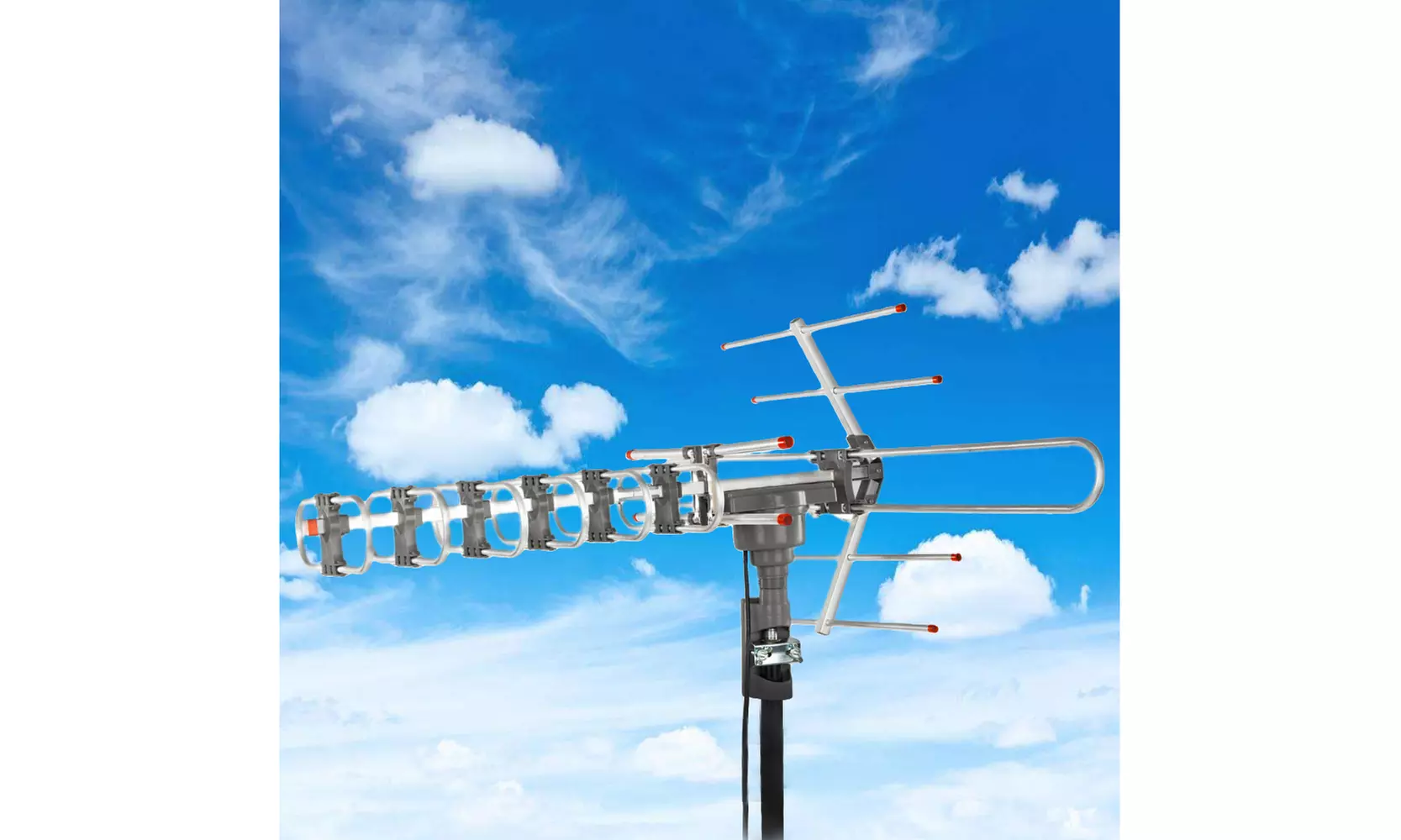 Leadzm TA-101G 360Rotation UV 45-860MHz 22-38dB Open Antenna Silver - Primary Image
