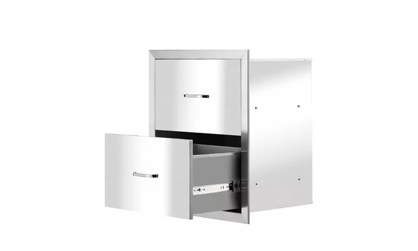 ZOKOP Stainless Steel Two Drawers Equal Size Silver Courtyard Oven Drawer - Second Medium