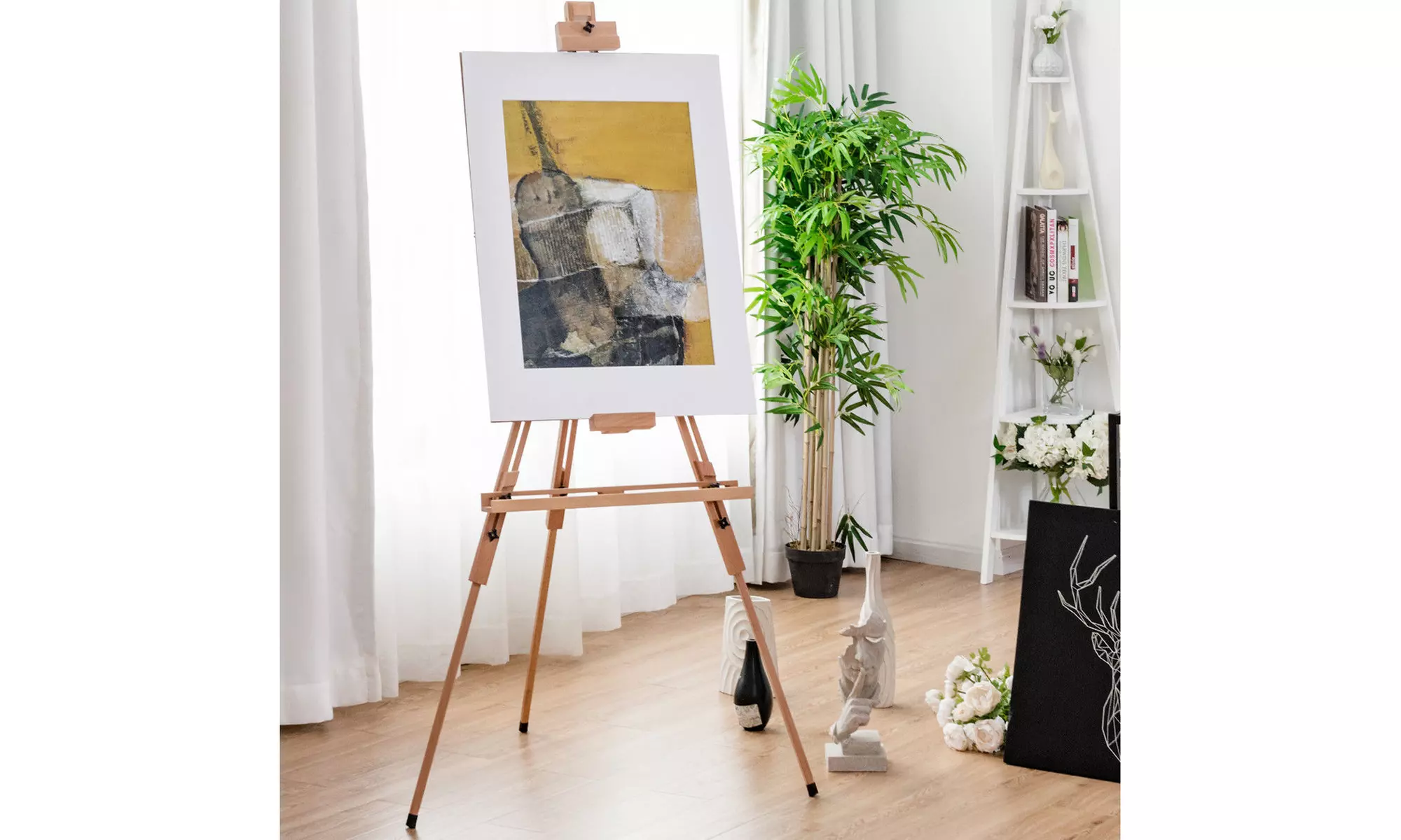Foldable Wood Tripod Easel Sketching & Painting Tilting Display Stand Art Craft - Primary Image