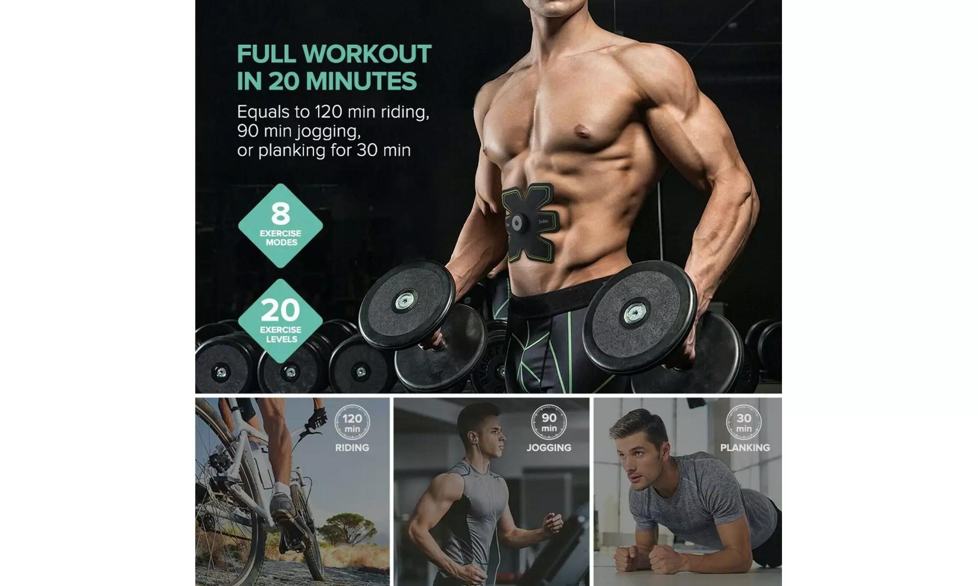 Sable Abdominal Muscle Toning Belt For Men & Women w/ Remote Control (Black)-New