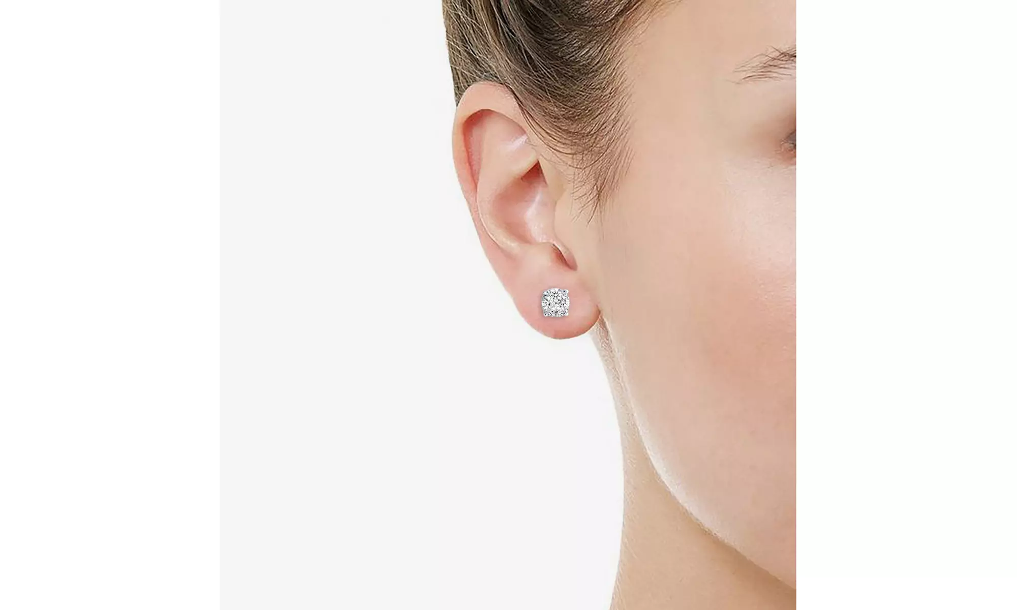 1/2CTTW Diamond Cluster Round Stud Earrings in Sterling Silver by Fifth and Fine - Primary Image