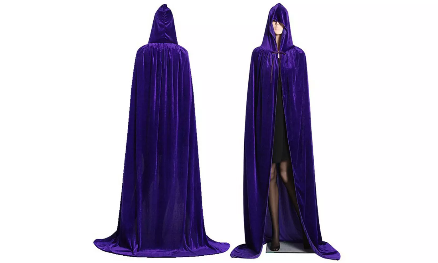 Medieval Vampire Velvet Hooded Cloak Long Robe Witch Capes Halloween Costume