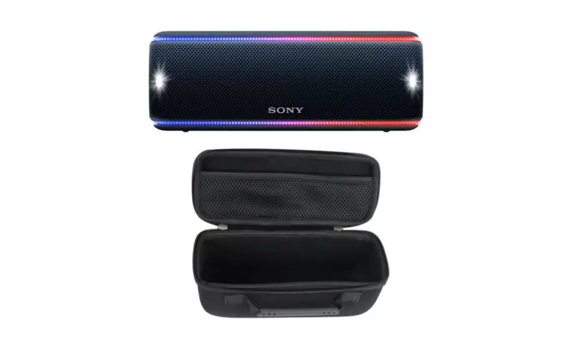 Sony SRS-XB31 Portable Bluetooth Speaker (Black) with hard shell carrying case - Primary Image