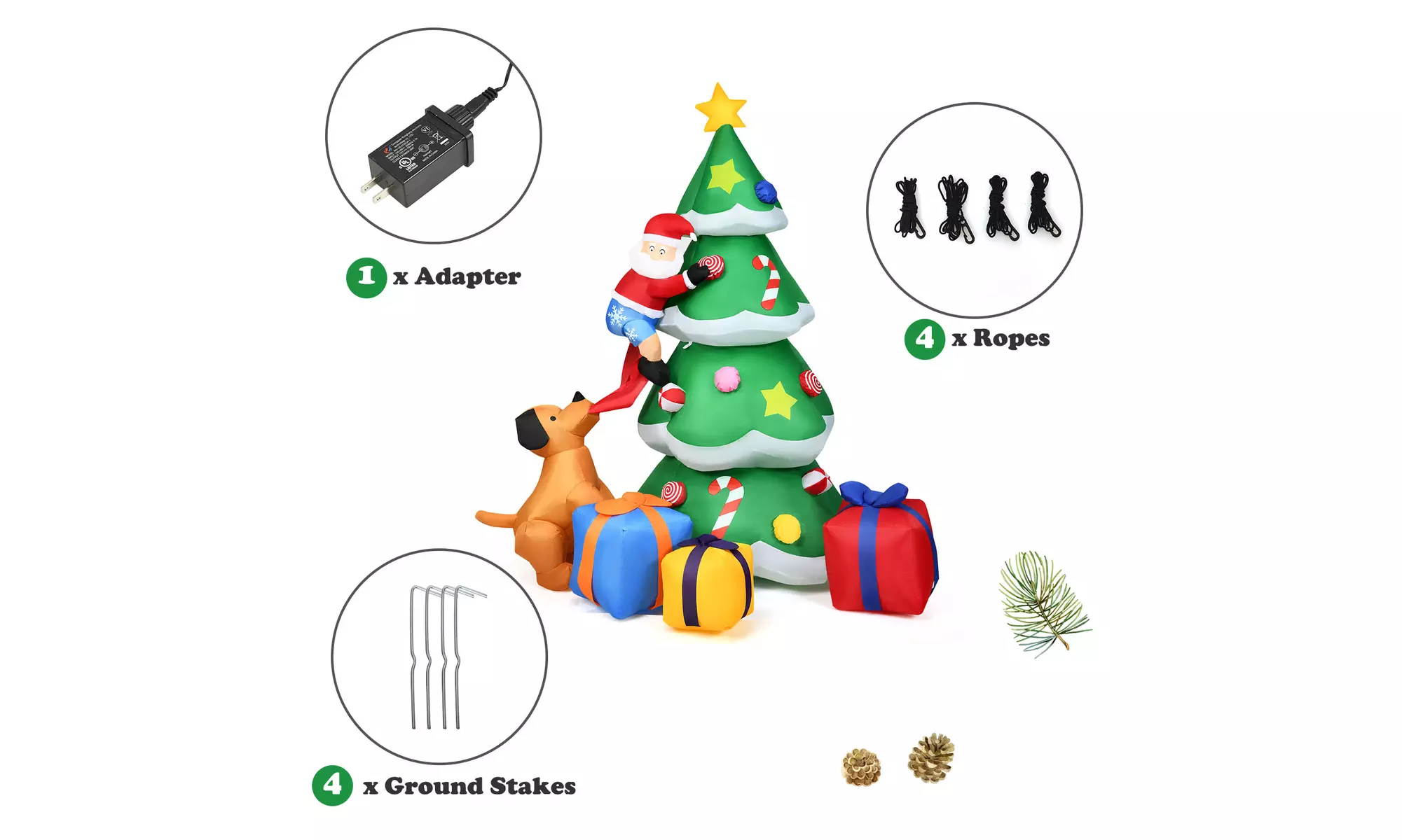 Costway 7 FT Inflatable Christmas Tree Santa Decor w/LED Lights Yard Decoration
