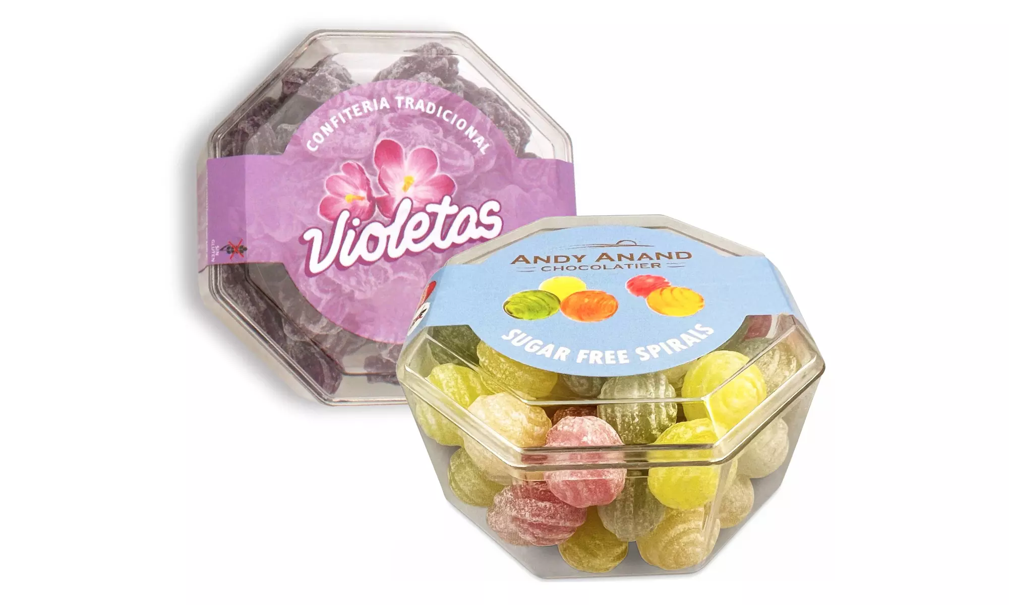 Sugar-Free Hard Candy Spirals and Violet Flower, Sweetened With Stevia Assorted - Primary Image