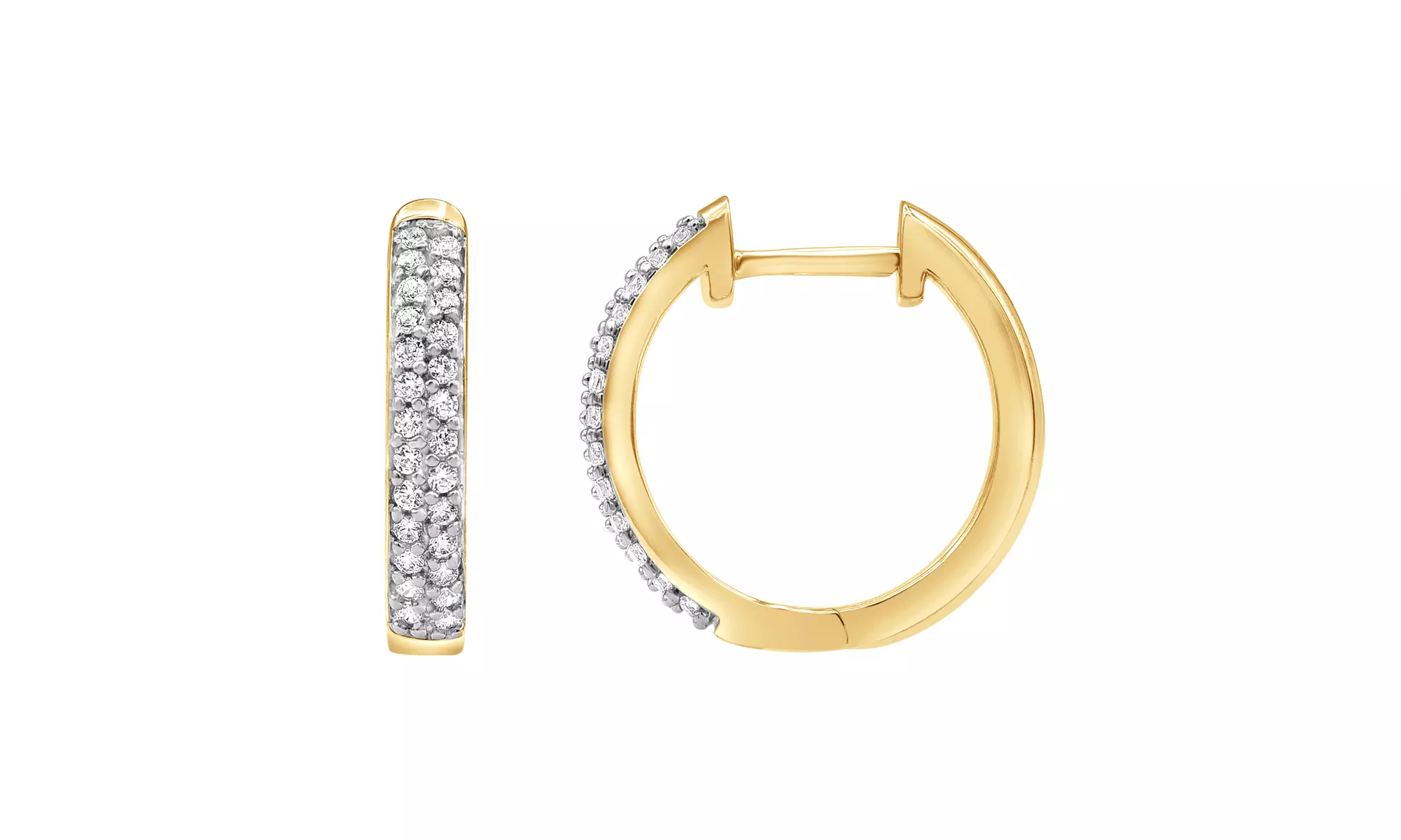 Sterling Silver 1/4 CT Round Cut Natural Diamond Hoop Earrings for Women Mom - Second Medium