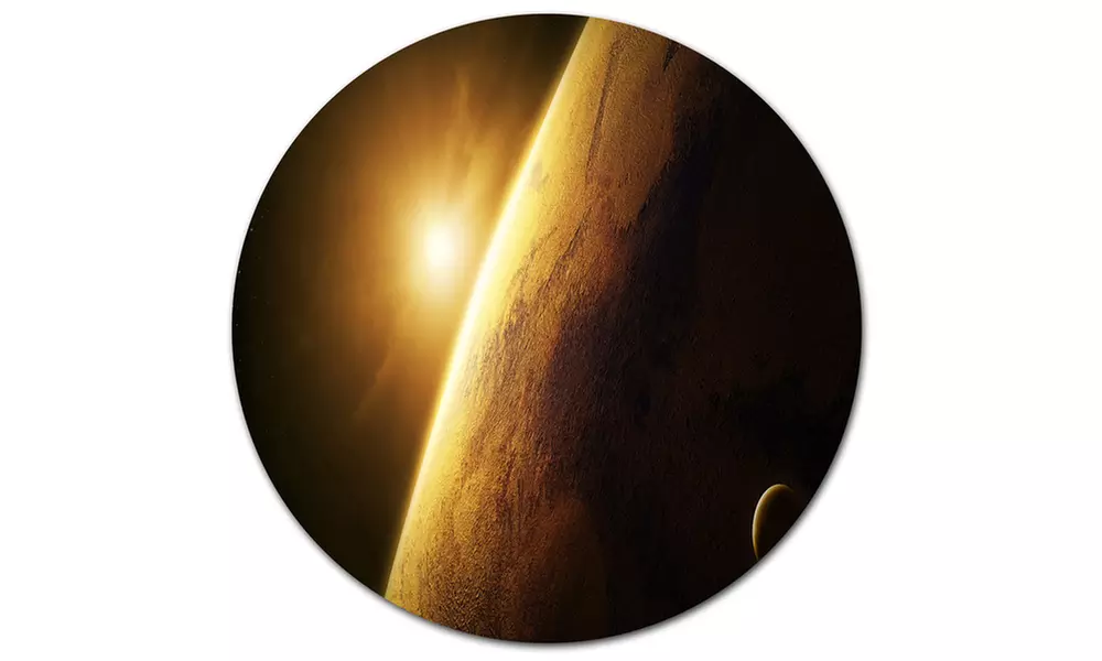 Planet Mars Close up with Sunrise' Disc Large Landscape Metal Circle Wall Art - Second Medium
