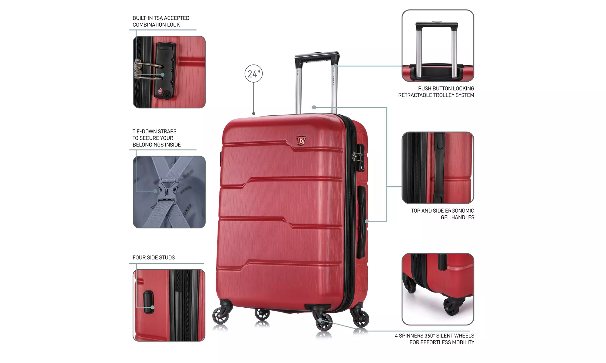 DUKAP Rodez Lightweight Hardside Spinner Luggage (multiple sizes)