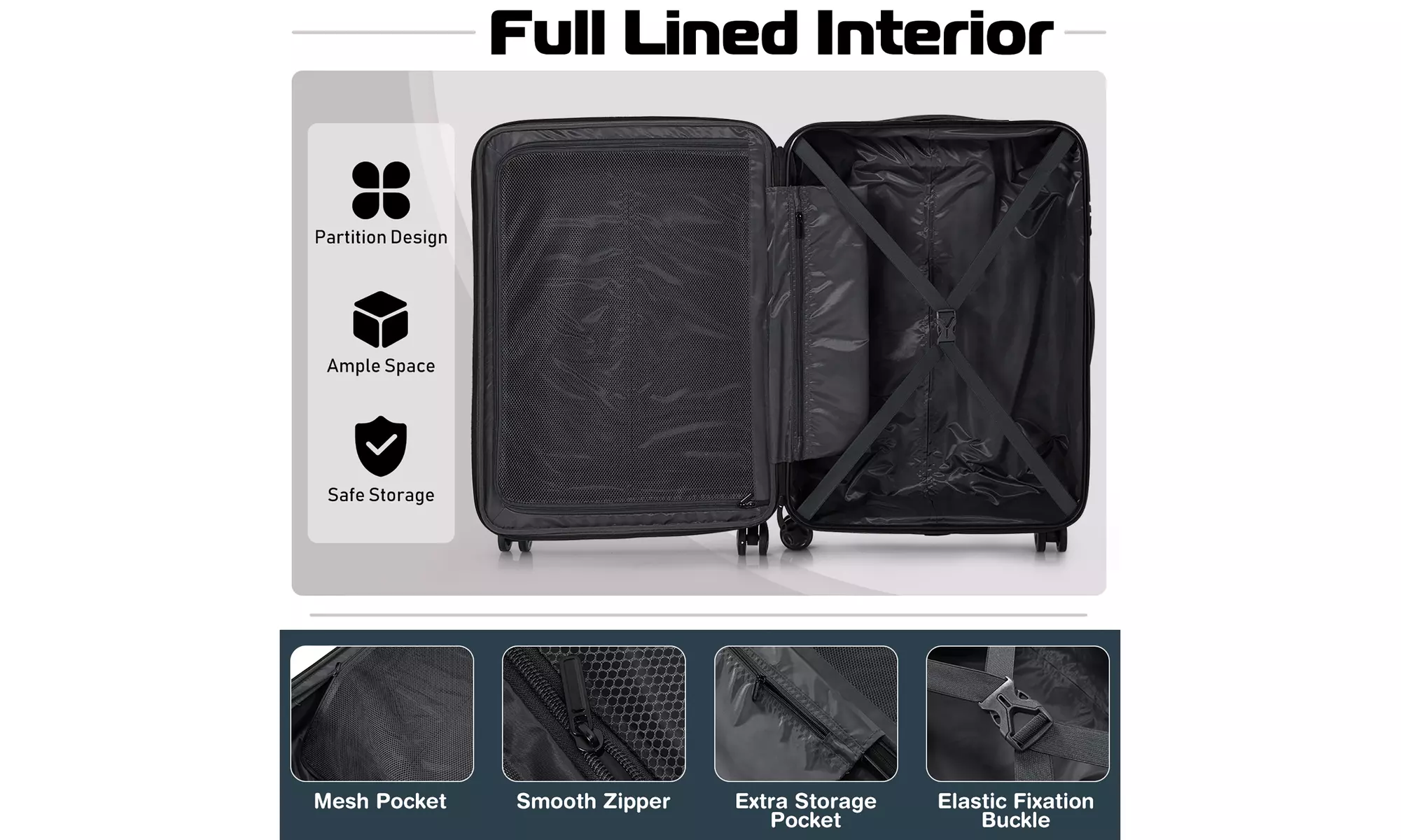 Costway 3 Piece Hardshell Luggage Set pandable Suitcase TSA Lock Spinner Wheels