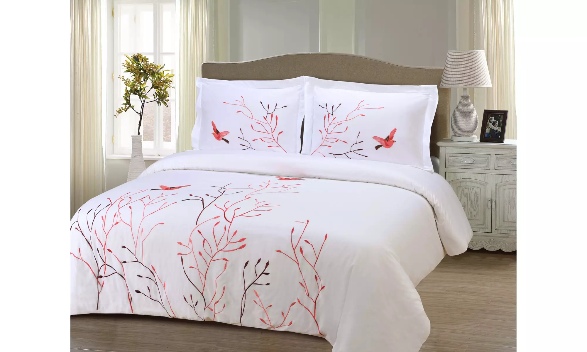 Superior 100% Cotton Breathable Duvet Cover & Pillow Sham 3 Piece Bedding Set