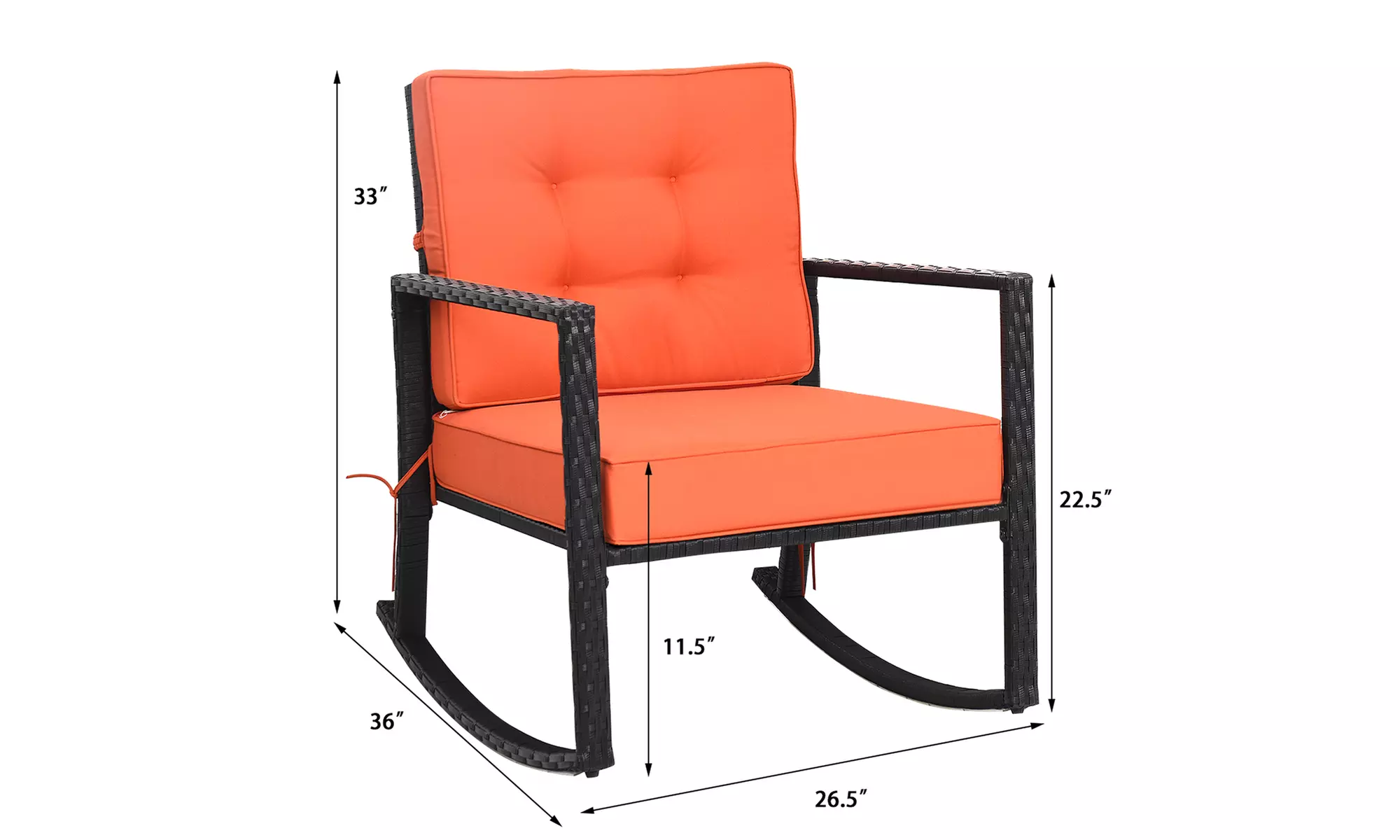 Costway Patio Rattan Rocker Chair Outdoor Glider Wicker Rocking Chair Cushion