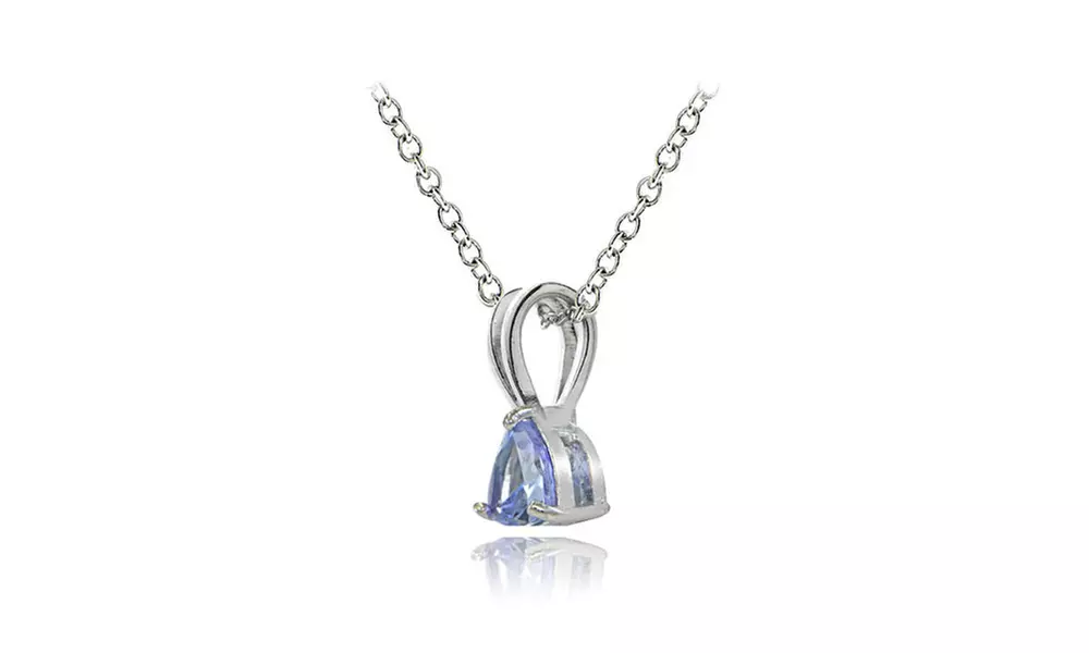 Sterling Silver Tanzanite Trillion-Cut Solitaire Necklace