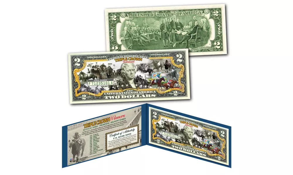 TRIPLE CROWN All 13 Winners Thoroughbred Horse Racing OFFICIAL Two-Dollar Bill  - Primary Image
