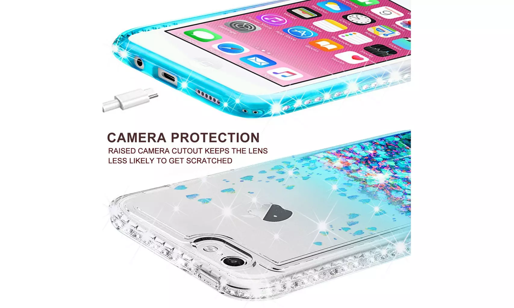 For iPod Touch 7th 6th 5th Generation Case - Wydan Liquid Glitter Cover - Second Medium