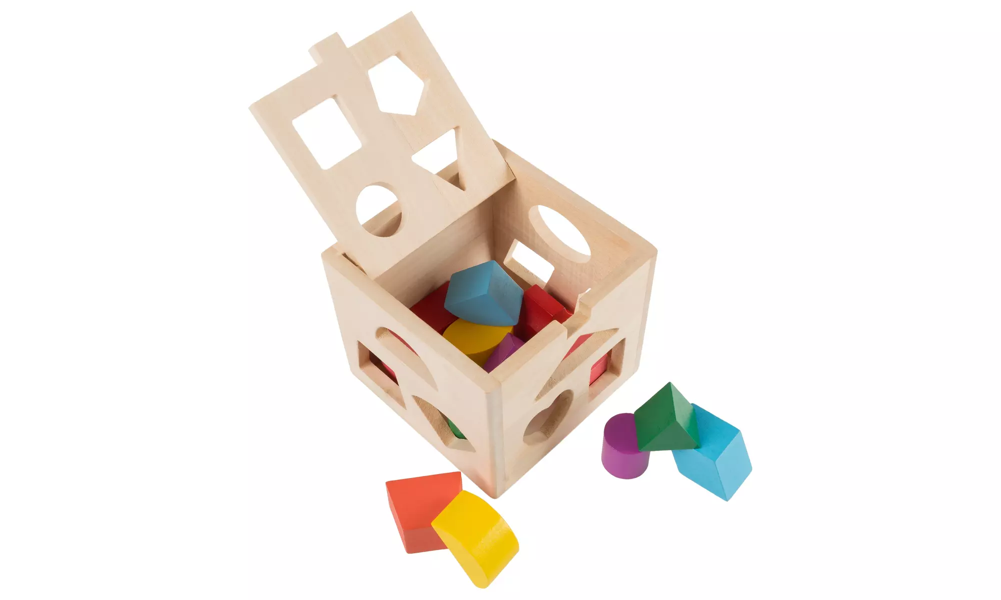 Wooden Shape Sorter Cube Puzzle Toy by Hey! Play! - Primary Image