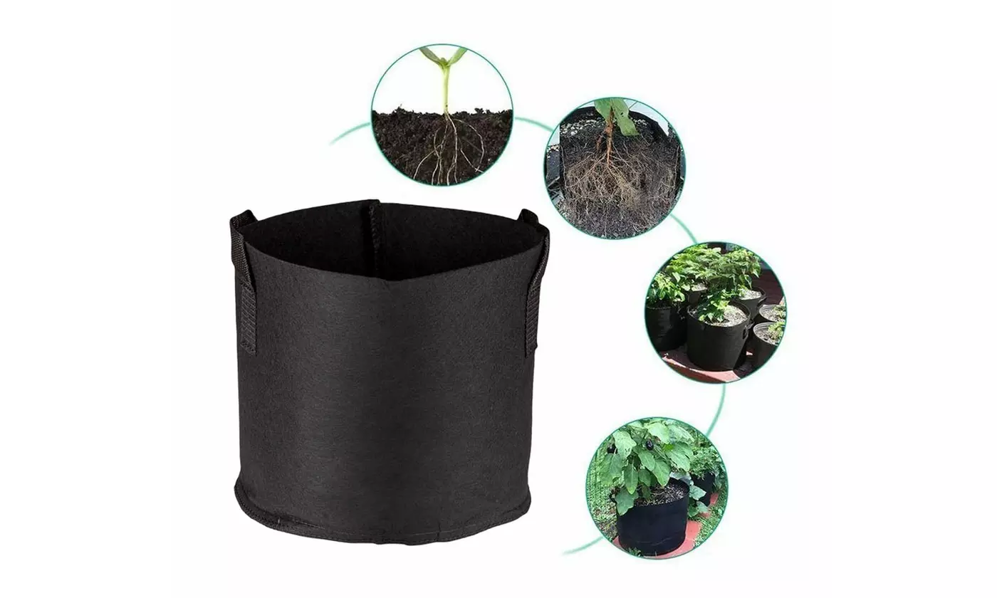 5-Pack Black Grow Bags Aeration Fabric Fabric Planter Root Growing Pots