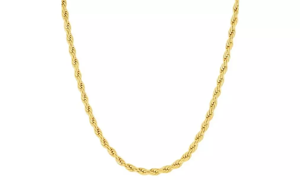 24K Gold Chain Necklace 3mm Rope - The Look & Feel of Solid Gold - Primary Image
