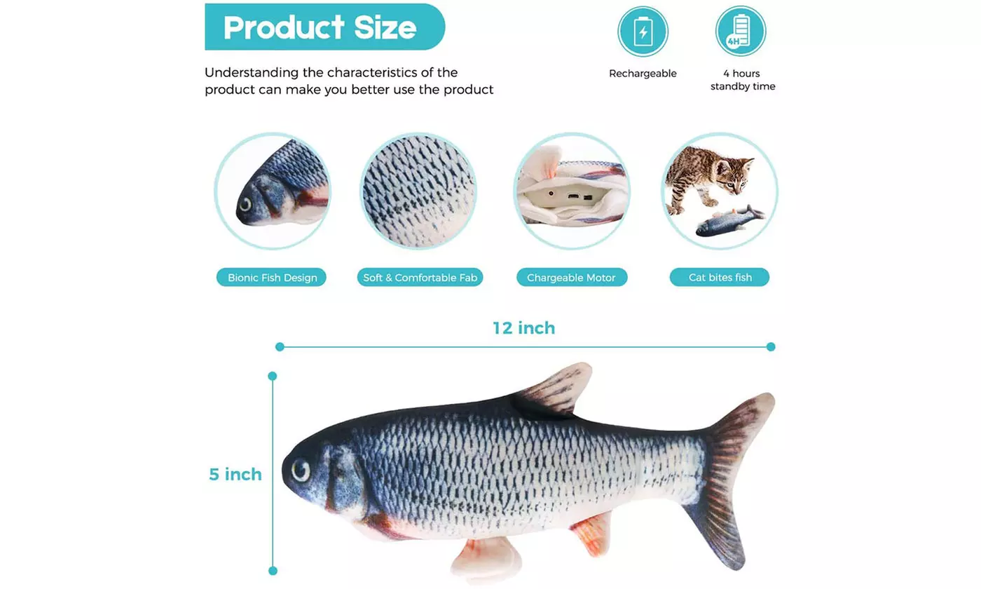 Electric Moving Fish Cat Toy Realistic Flopping Wagging Fish Cat Toy