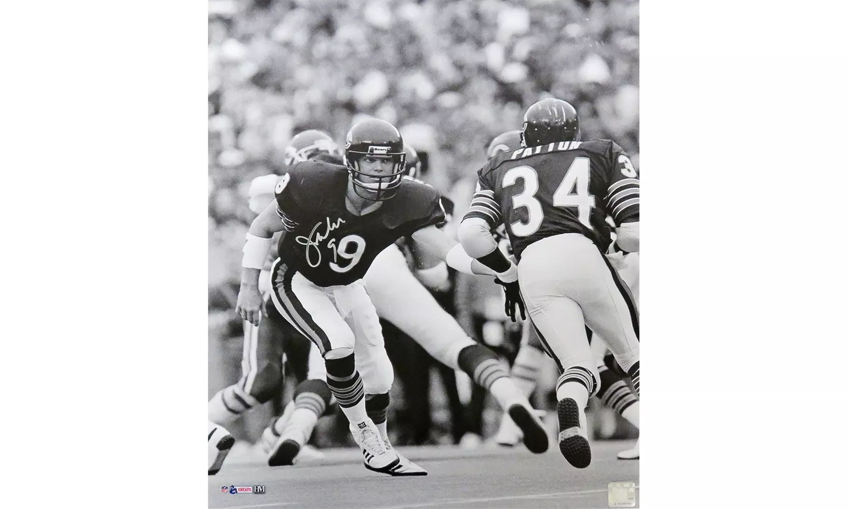 Jim McMahon Signed Chicago Bears Hand Off To Walter Payton B&W 16x20 Photo - Primary Image