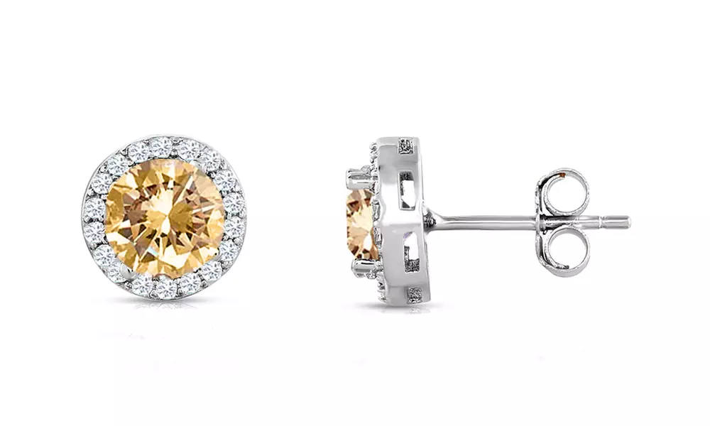 Sterling Silver 3.00 CTTW Cubic Zirconia Halo Studs 