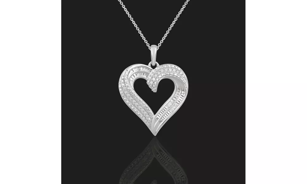 1/10 CTTW Diamond Heart Pendant in Sterling Silver by DiamondMuse - Primary Image