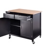 Image 18: Rolling Kitchen Cart Island Wood Top Storage Trolley Cabinet Utility Modern