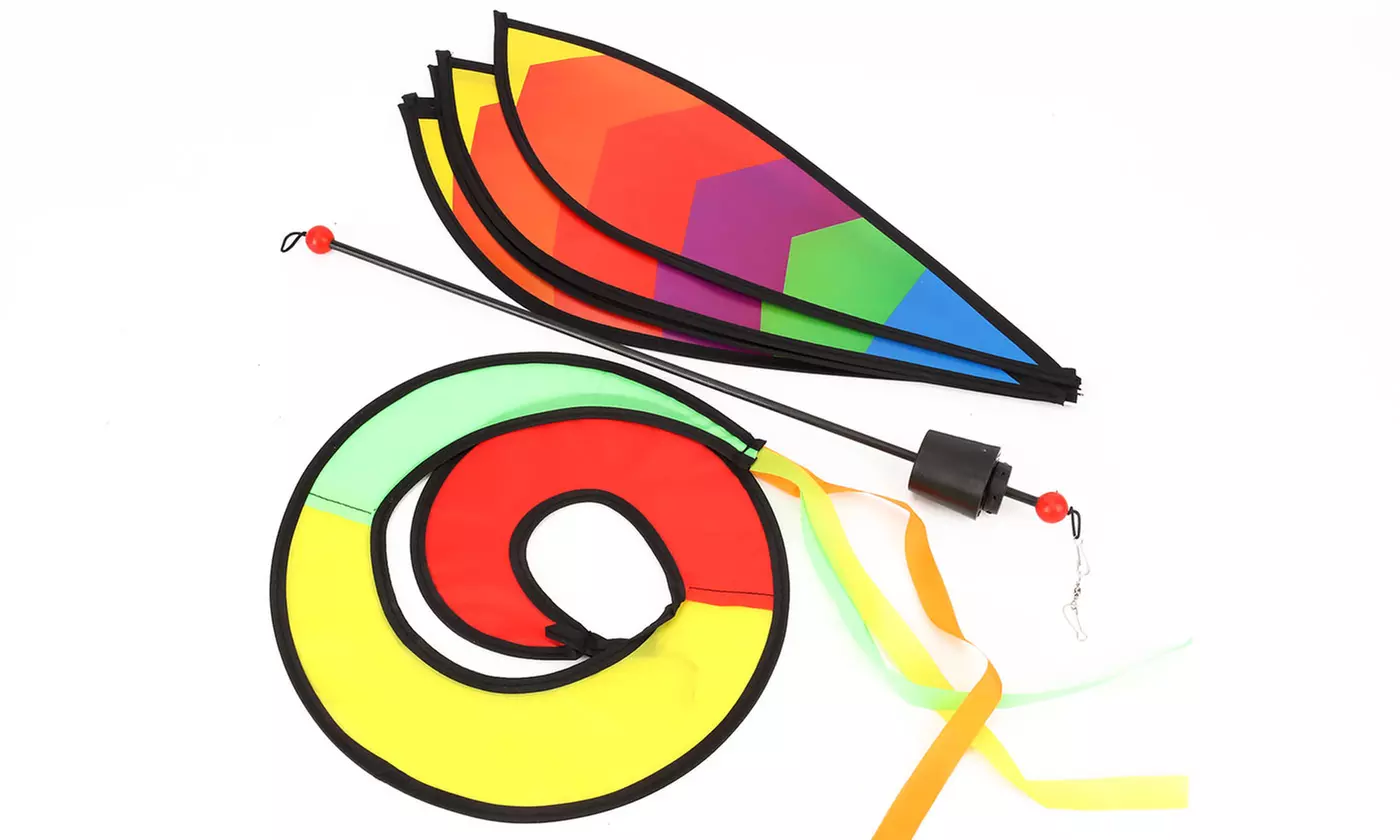 2pcs Hot Air Balloon Wind Spinner Rainbow Garden Windmill Hanging Decor