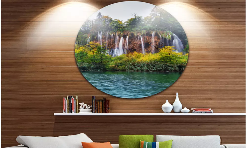 Plitvice Lakes Croatia' Landscape Photo Circle Metal Wall Art - Primary Image