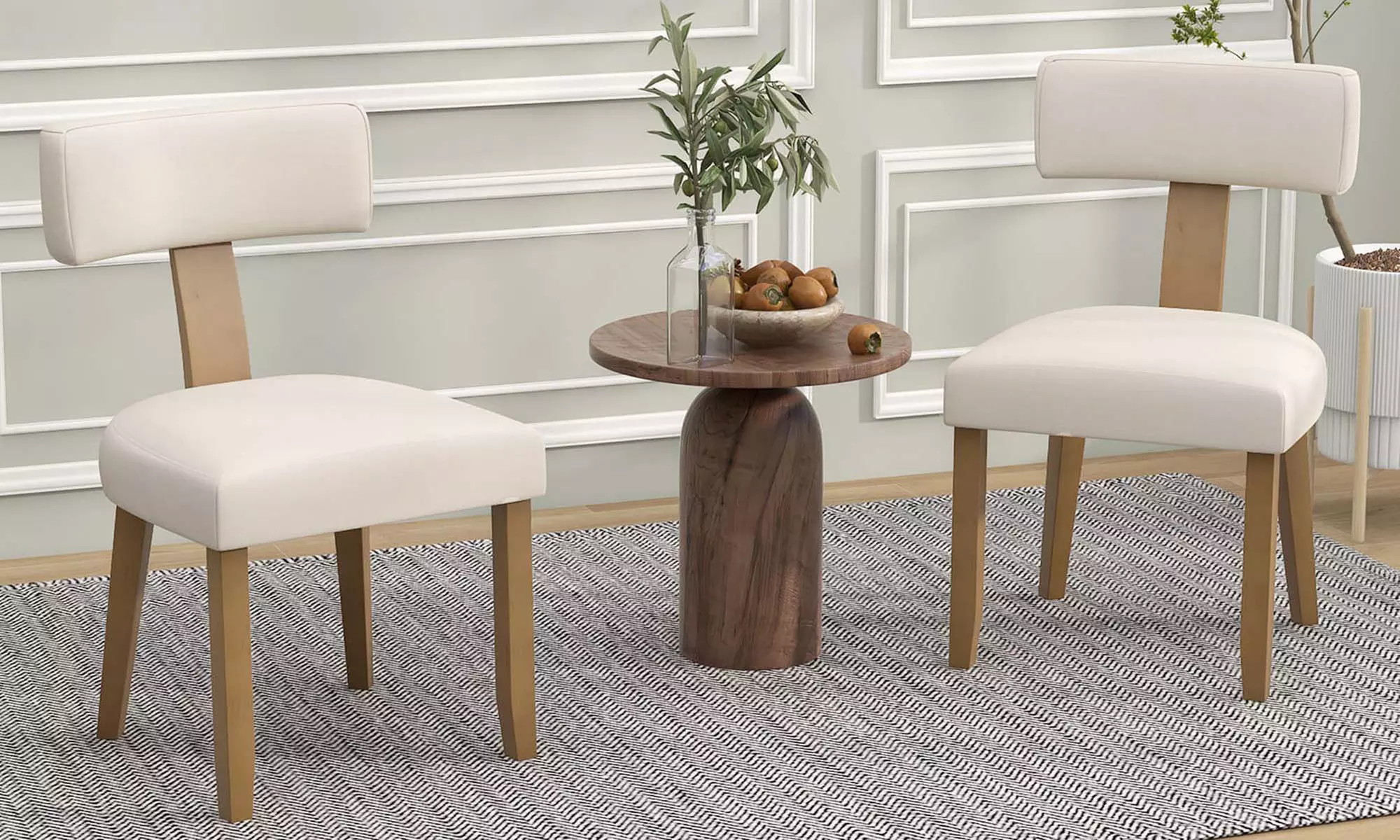 Costway 2/4 PCS Armless Dining Chairs w/ Curved Backrests & Padded Seat Cushions